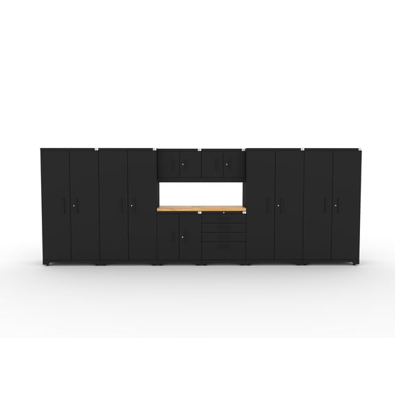 Cat Fully Welded Garage Storage Cabinetry Set including 4 Locker, 2 Wall, 1 Base, 1 Tool and 56" Worktop