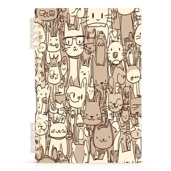 Cat Fun” A5 8.3x5.7in PP Notebook, Adjustable Rings, 60 Sheets, Diary or Journey Note