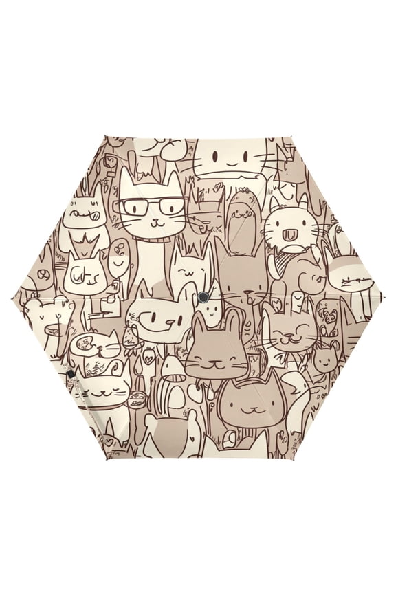 Cat Fun Folding Umbrella UV50+ Waterproof Sun Protection Auto Open Close Compact Fiberglass Frame