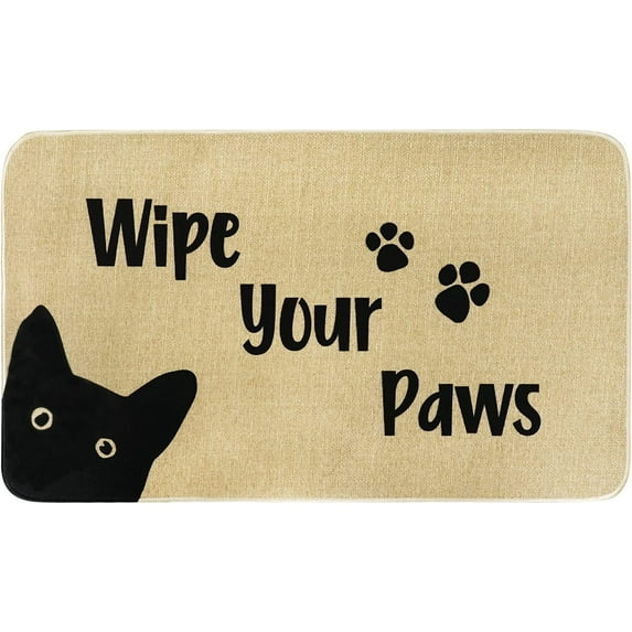 Cat Funny Doormat Wipe Your Paws Doormat Non-Slip Rubber Mat for Home Indoor Funny Welcome Mats Outdoor Front Door Entryway Durable Rug 30" x 17"