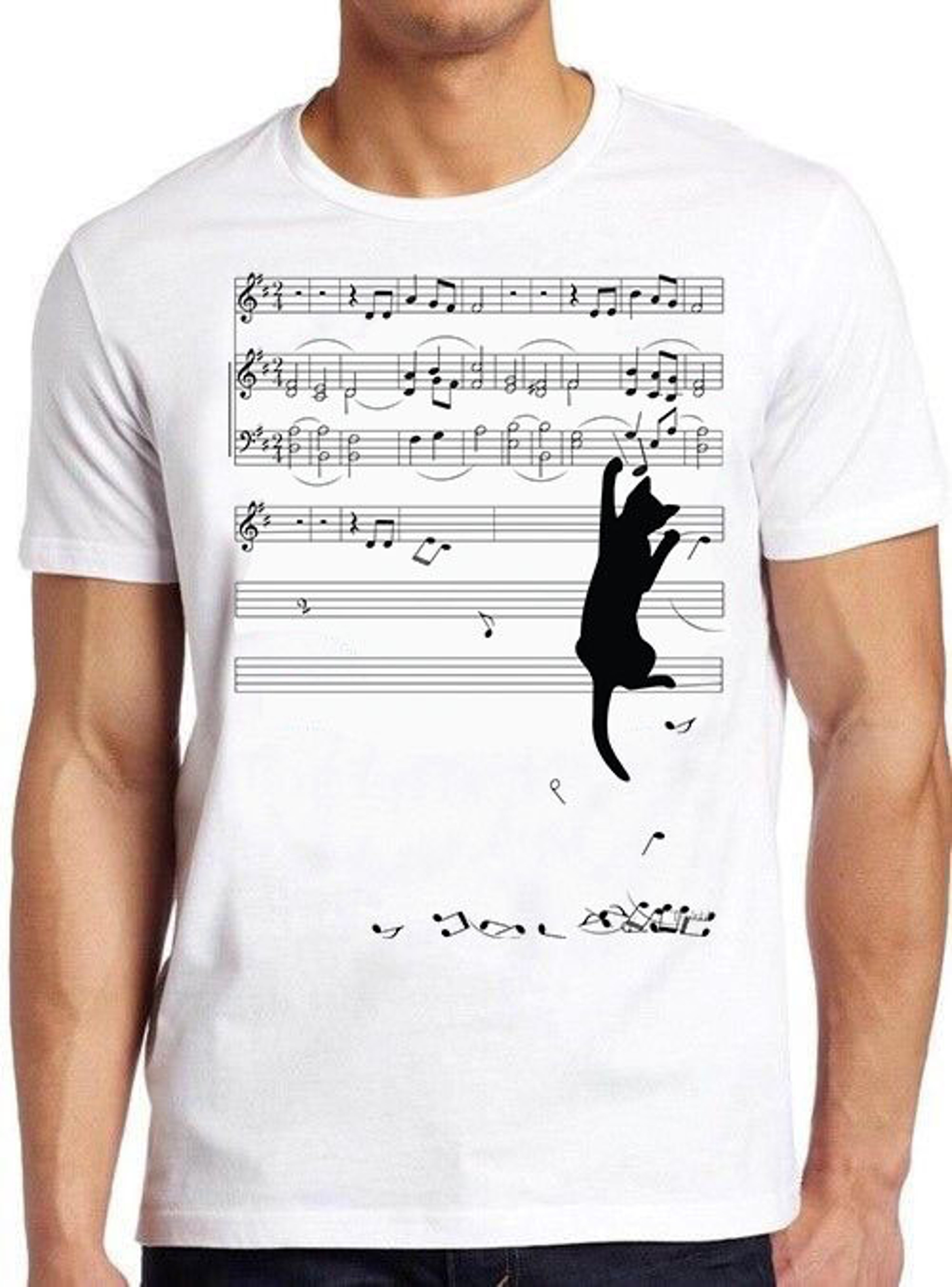 Cat Funny Music Notes Mischief Chief Meme Gamer Cool Gift Tee 567