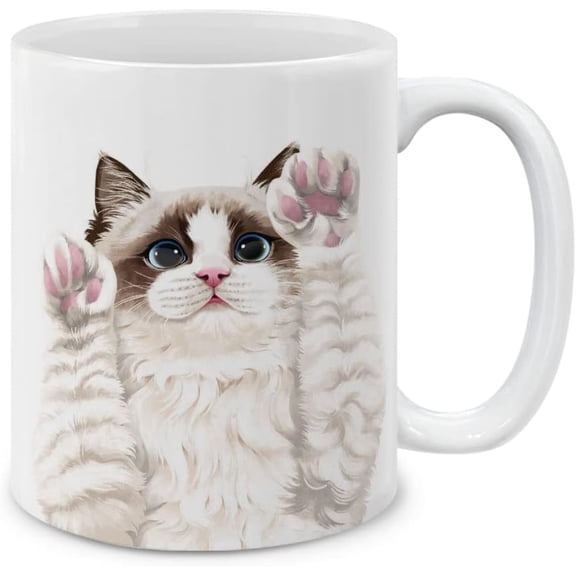 Cat Funny Playful Postures Ceramic Coffee Mug Funny Cat Ceramic Mug Cat Mug Cup Coffee Tea Ceramic Cup Gifts for Cat Owners Cat Lovers Gift, White, 11 OZ