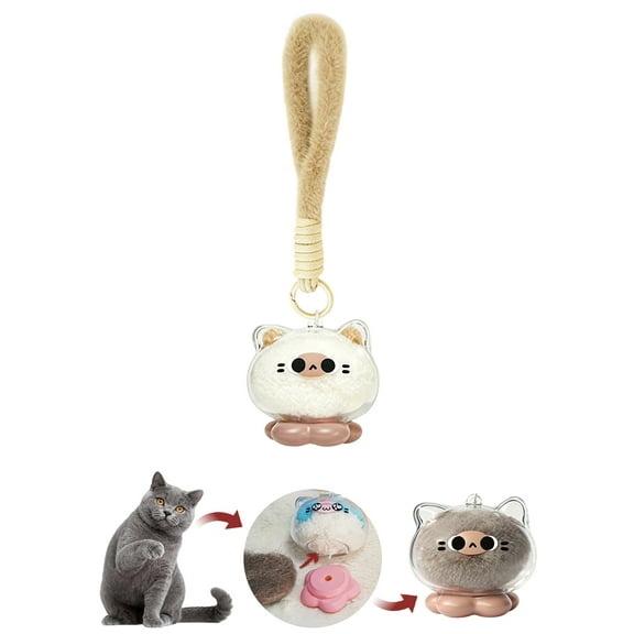 Cat Fur Memory Charm Pet Hair Keychain - Memorial Keepsake with 6 Cute Emojis,Luminous Crushed Ice Included,Plush-Style Remembrance Gift for Backpack/Phone/Keys (Dazed Cat)