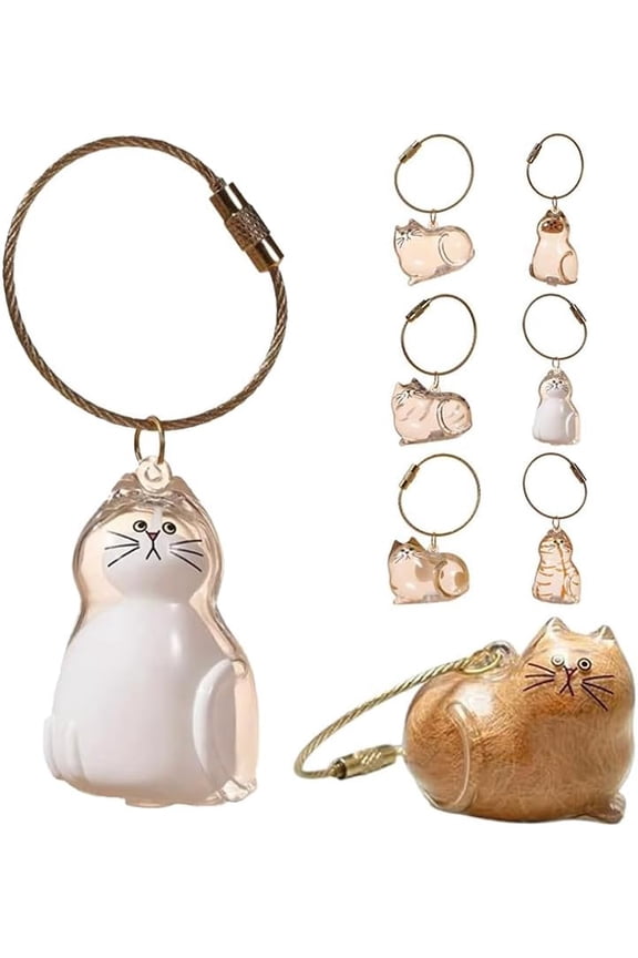 Cat Fur Storage Bottle Keychain- My Pet's Fur Container,Transparent Cat Hair Storage Box Pendants,Capsule Toys Pet Hair Container,Collection Cat Hair Keychain Bottle,Pet Memorial Gifts Accessories