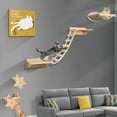thumbnail image 1 of Cat Furniture Cat Wall Shelves 3-Level Perches for Wall Cats Scratching Posts Hammock Indoor Activity Structure, Light Brown, 1 of 8