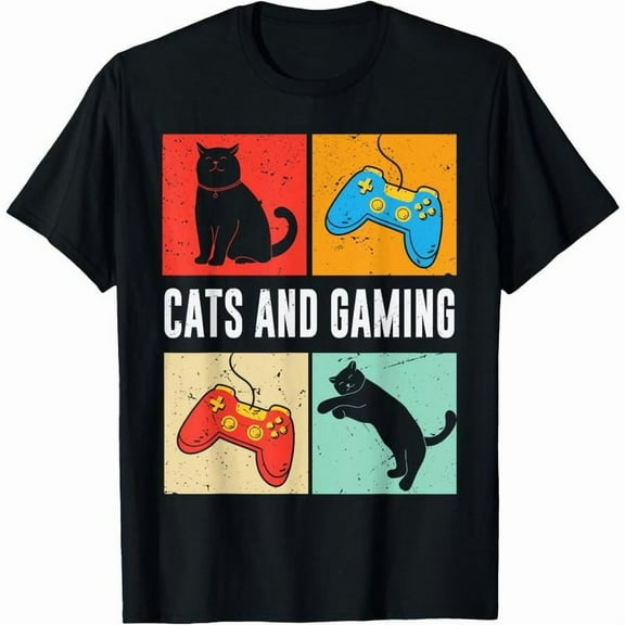 Cat Gamer Tee Top Black S-5XL Gaming Graphic Made from 100% premium cotton for ultimate softness and breathability