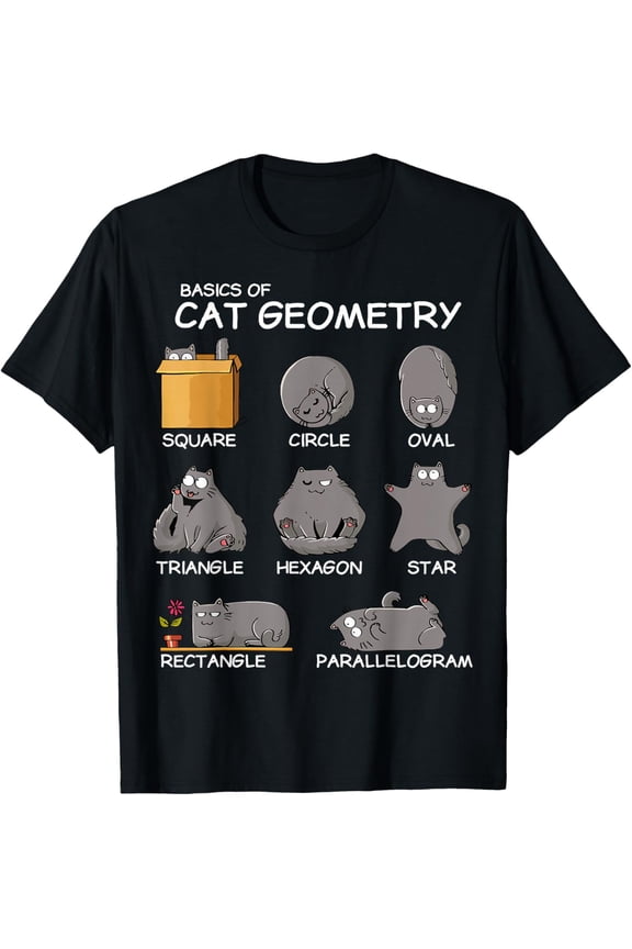 Cat Geometry Math Funny Cat Gifts For Cat Dad Mens T-Shirt