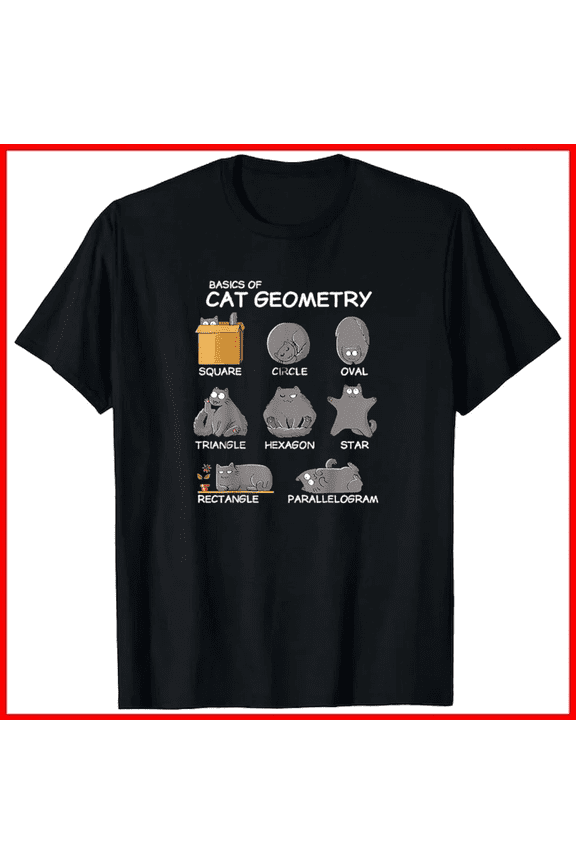 Cat Geometry Math Funny Geek Nerd Equation Kitty For Mom Dad Kids Unisex T-Shirt, up to size 5XL