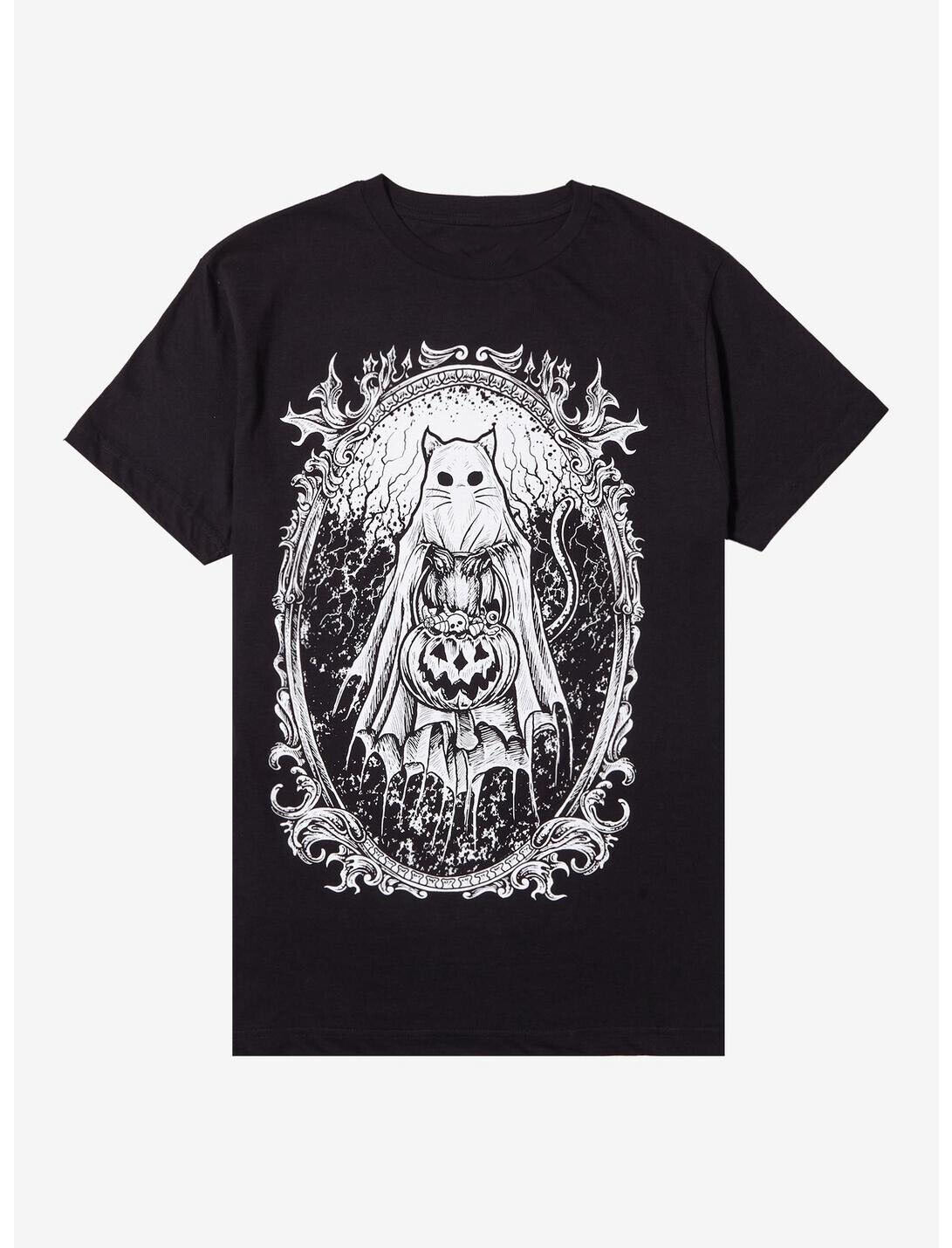 Cat Ghost Portrait TShirt By Vampire Freaks, Halloween Tee For Unisex