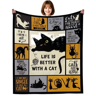 Cat Gift for Women Cat Lovers Stuff Cute Cats Themed Print Throw Blanket Soft Lightweight Plush Bedding Cats Blanket for Women Men Adults Sofa Couch Bedroom Home Decoration 50"X40"