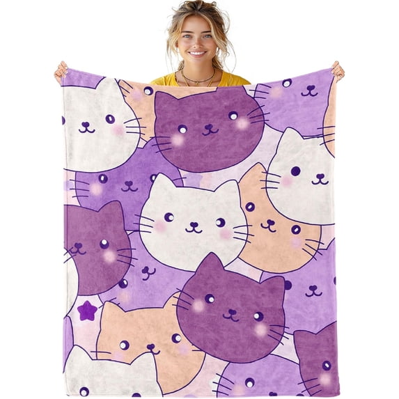 Cat Gifts Blanket Twin - Cat Pattern Blanket Cute Cat Blanket Cat Blanket Unique Gifts Cat Blanket for Cat Lovers Cozy Cat Decor Blanket for Couch Sofa Bed, 60" X 80"