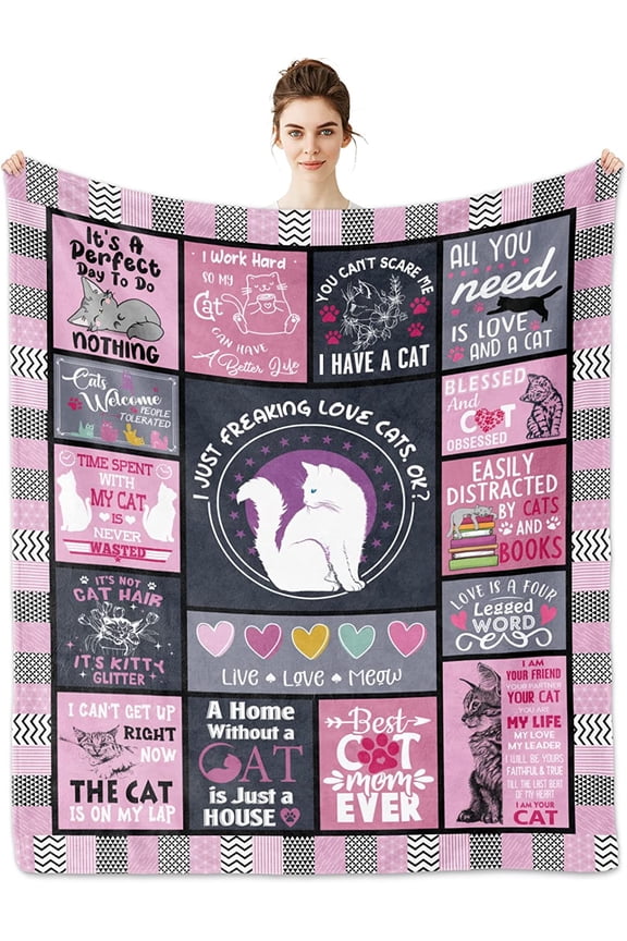 Cat Gifts for Cat Lovers, Cat Lover Gifts, Gifts for Cat Lovers Blanket 60" X 50" , Cat Lover Gifts for Women, Cat Lover Gifts for Girls, Cat Mom Gifts for Women, Birthday Gift Ideas for Cat Lovers