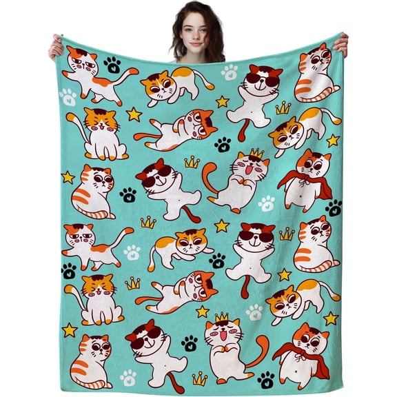 Cat Gifts for Cat Lovers,Soft Cozy Flannel Cute Pet Cats Throw Blankets Funny Kitty Cat Bed Sofa Couch Birthday Gifts for Girls Adults Cat Lovers Women 50"X40"