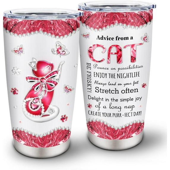Cat Gifts for Cat Lovers, Cat Lover Gifts for Women, Gifts For Cat Lovers, Cat Mom Gifts for Women, Funny Crazy Cat Themed Lady Gifts for Girls, Cat Lovers Birthday Gift Stainless Steel Tumbler 20oz