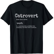 Cat Gifts for Women Funny Cat Lover Catrovert T-Shirt - Classic Funny sarcasm t shirt Unisex 100% Cotton Crew Neck T-Shirt Breathable Casual Everyday Wear Affordable Graphic Soft Cheap t shirts