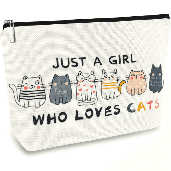 Cat Gifts for Women Makeup Bag Cat Lover Gifts for Cats Lovers Cats Themed Lady Gift Cats Mom Accessories Stuff for Teens Girls Daughter Birthday Decorations Cosmetic Bag Zipper Pouch