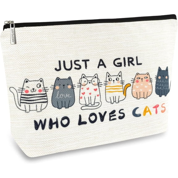 Cat Gifts for Women Makeup Bag, Cat Lover Gifts for Cats Lovers, Cats Themed Lady Gift, Cats Mom Accessories Stuff for Teens Girls Daughter Birthday Decorations, Cosmetic Bag Zipper Pouch