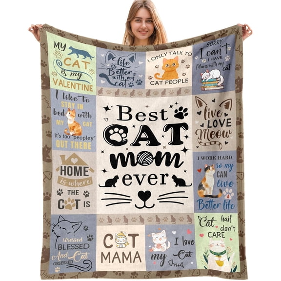 Cat Gifts for Women, Cat Mom Blankets, Gifts for Cats Lovers Women for Mothers Day Christmas Thanksigiving