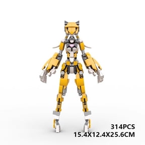 Cat Girl Mecha Building Block Set, Anime Style Brick Model Kit, Collectible Display Construction Toy