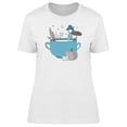 thumbnail image 1 of Cat Girl Sitting On The Cup T-Shirt Women -Image by Shutterstock, Female XX-Large, 1 of 2