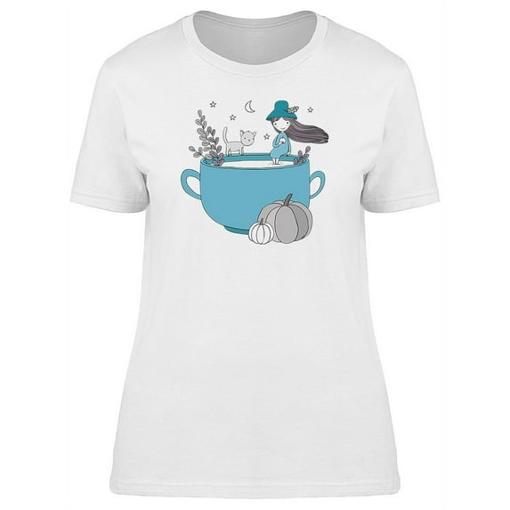Cat Girl Sitting On The Cup T-Shirt Women -Image by Shutterstock, Female XX-Large