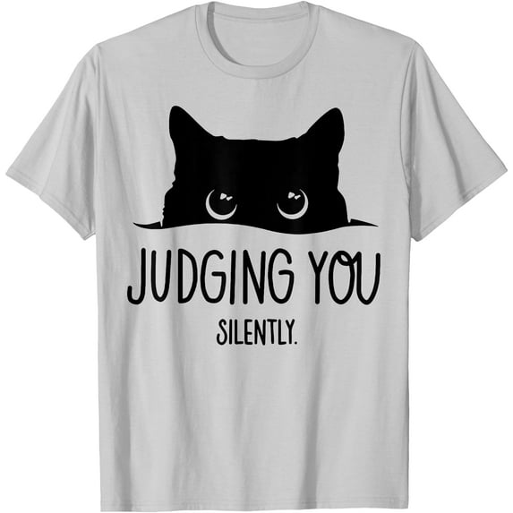Cat Glance Judging You Silently Unisex T-Shirt for Men Women Kids Toddler,Ice Grey Color,Size 4XL