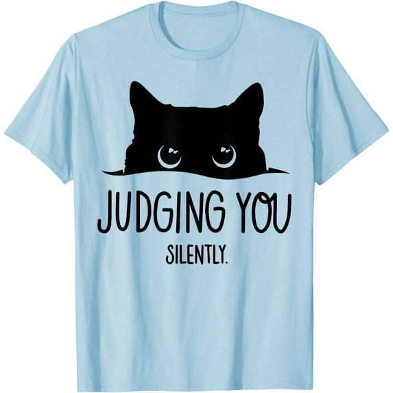 Cat Glance Judging You Silently Unisex T-Shirt for Men Women Kids Toddler,Light Blue Color,Size YXS