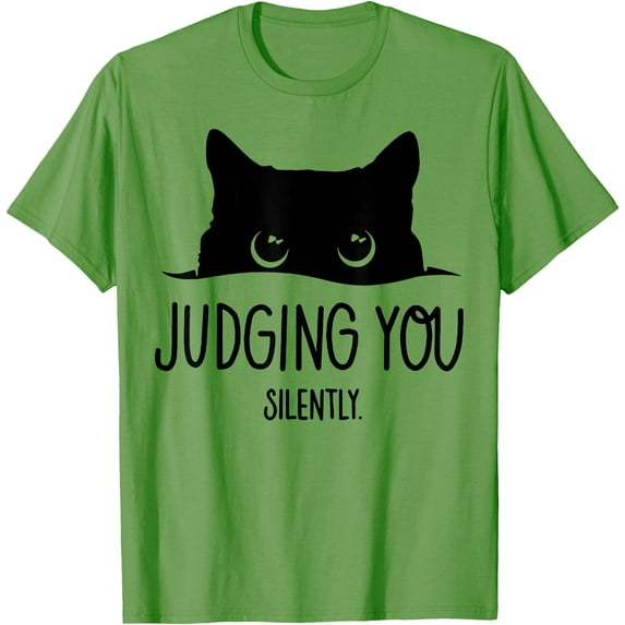 Cat Glance Judging You Silently Unisex T-Shirt for Men Women Kids Toddler,Lime Color,Size YM