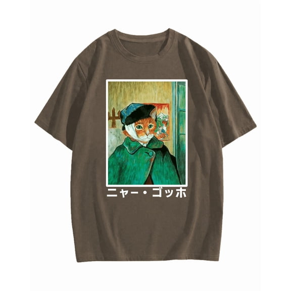 Cat・Gogh Cotton casual T-shirt