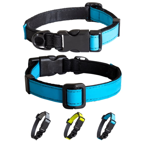 Cat Collar, Elastic, Safe, Not Breakaway, Adjustable, Comfortable, Reflective Light Blue
