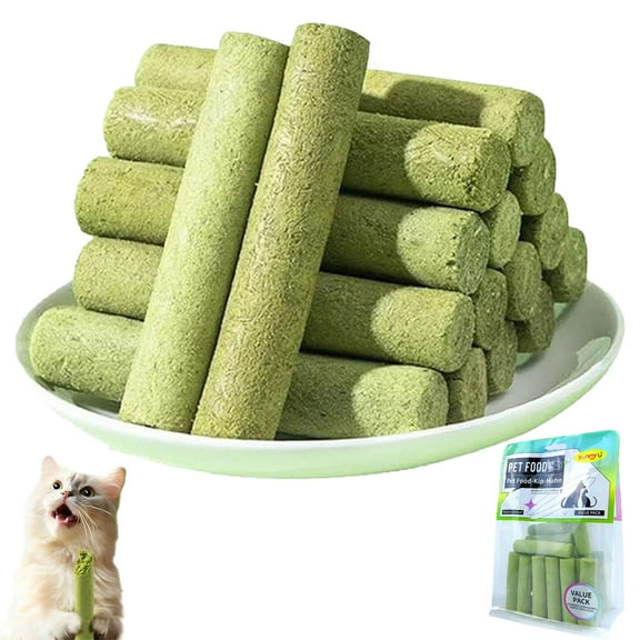 Cat Grass Teething Stick Cat Treats, Cat Grass Sticks for Indoor Cats, Cuddles and Meow Cat GrassSticks for Hairball, Cat Chew Stick Natural Molar Rod, Cat Grass Sticks Increase Appetite - 5.3oz