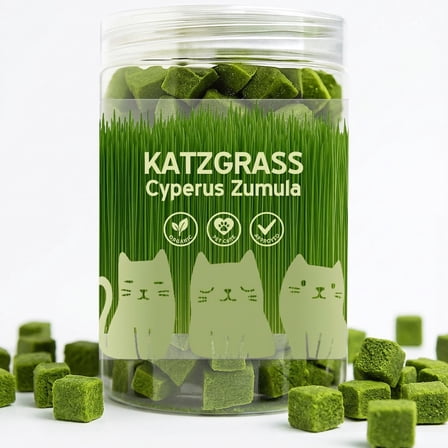 Cat Grass Treats, Cat Treats for Teeth Cleaning and Hairball Removal, Cat Food for Training Rewards Treats