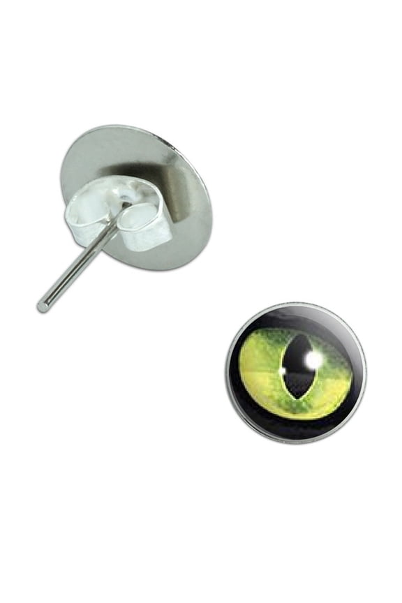 Cat Green Eye Pierced Stud Earrings
