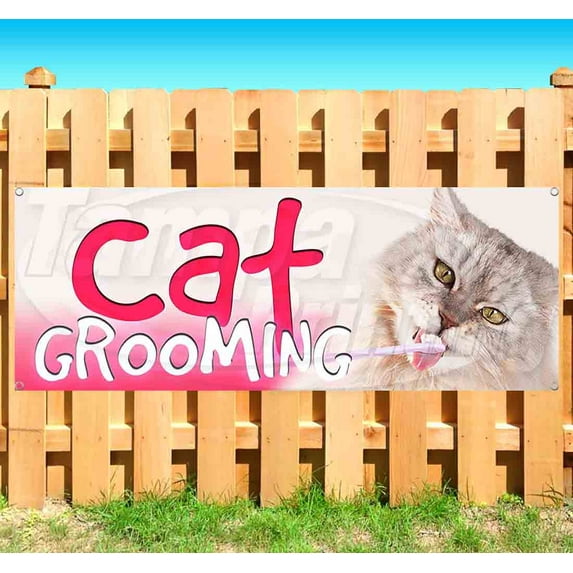 Cat Grooming 13 oz Vinyl Banner With Metal Grommets