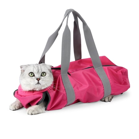 Cat Grooming Bag, Pet Carrier for Cats, Anti-Bite and Anti-Scratch Cat Grooming Restraint Bag, Pet Travel Carrier, Ideal for Administering Eye Drops, Ear Cleaner, Clipping Nails L Hot Pink