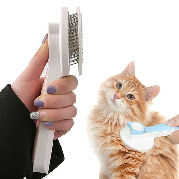 Cat Grooming Brush Slicker Brush for Pet Self Cleaning Hair Removal with Stainless Steel Needles Shedding & De-Matting Tool Hair Remover for Pet Dogs Cats