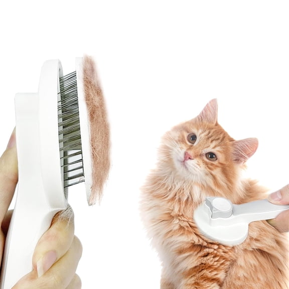 Cat Grooming Brush Slicker Brush for Pet Self Cleaning Hair Removal with Stainless Steel Needles Shedding & De-Matting Tool Hair Remover for Pet Dogs Cats