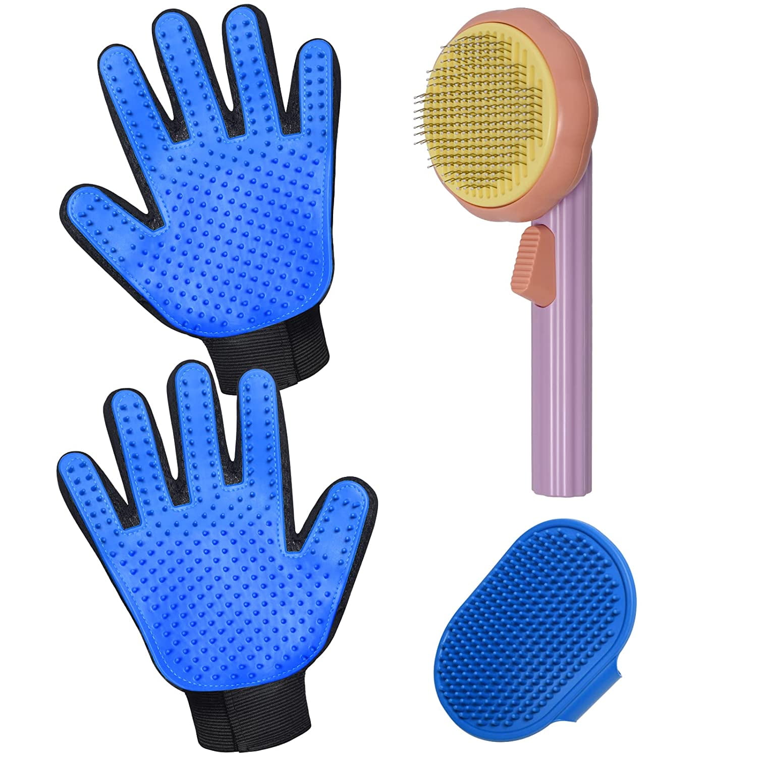 Cat Grooming Glove Brush,SelfCleaning Slicker Pet Brush for Short and