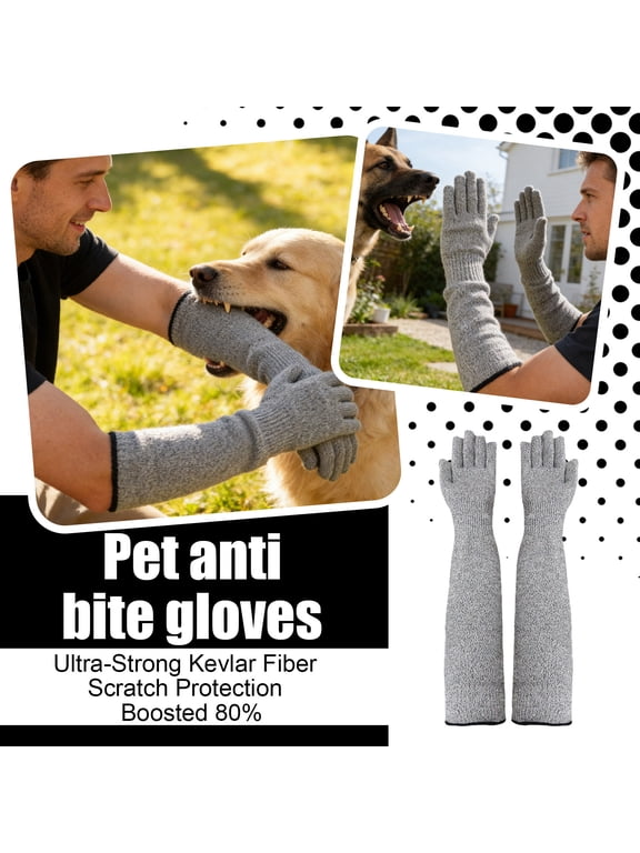 Cat Grooming Gloves, Cat Gloves Bite Proof Pet Handling Gloves 13.7" Extra-Long Cat Grooming Arm Sleeves