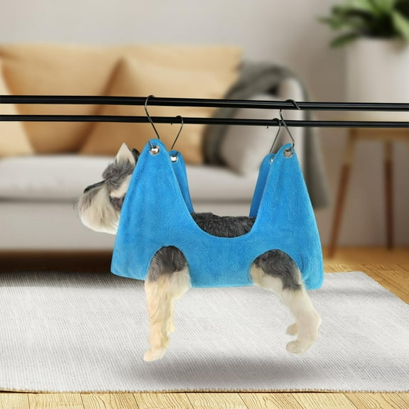 Cat Grooming Hammock Helper Dog Restraint Bag Durable Holder with Hanging Hook Bathing Towel for Nail Clipping Bathing Trimming Pet Supplies Blue 77cmx55cm M