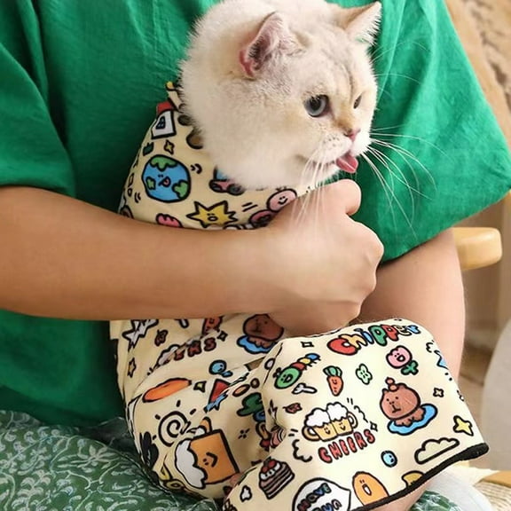 Cat Grooming Wrap Cat Wrap for Cutting Nails Cat Restraint for Nail Clipping Cat Swaddle Wrap Cat Burrito Wrap Anti-Scratch Anti-Escape Multifunctional Pet Tool 35*35cm