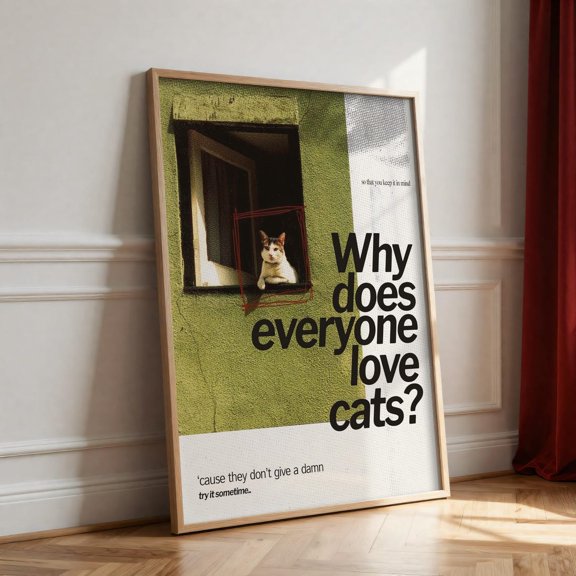 Cat Grunge Typography Wall Art Decor Unframed Paper Print