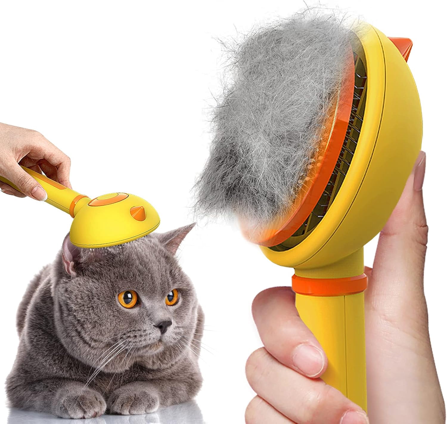 Image showcasing Cat Hair Brush with Release Button for Indoor Cats, Cat Grooming Brush ...