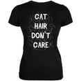 thumbnail image 1 of Cat Hair Don't Care Black Juniors Soft T-Shirt - Small, 1 of 1