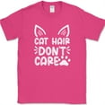 thumbnail image 1 of Cat Hair Don't Care T-Shirt Funny Kitten Animal Pet Humor Gift Tee - Pink, 4XL, 1 of 1