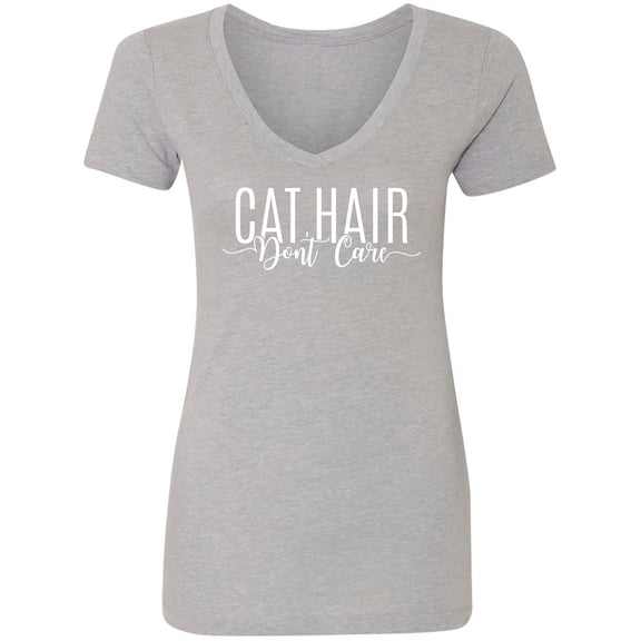 Cat Hair Don't Care Womens V-Neck T-Shirt