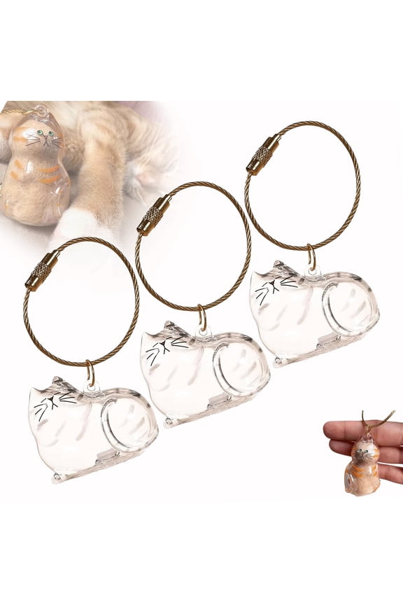 Cat Hair Keepsake Capsule Keychain, Pet Memorial Bottle for Collecting and Storing Cat Hair, Portable Hair Storage Jar for Cat Lovers and Pet Loss Remembrance Gifts