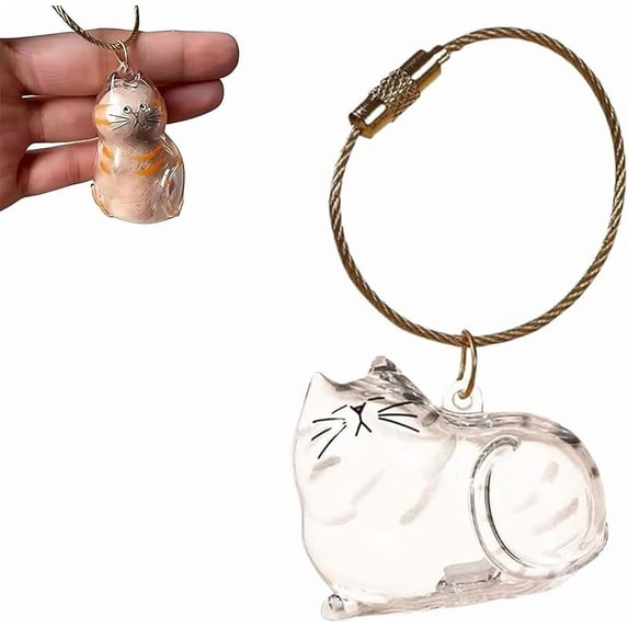 Cat Hair Keychain – Transparent Pet Fur Memorial Pendant, Cat Fur Memory Charm for Cat & Dog Lovers, Personalized Keepsake Gift