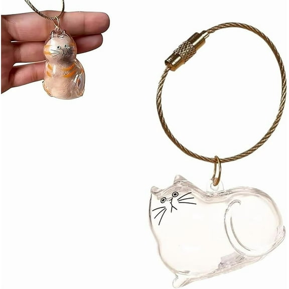 Cat Hair Keychain – Transparent Pet Fur Memorial Pendant, Cat Fur Memory Charm for Cat & Dog Lovers, Personalized Keepsake Gift