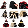 thumbnail image 1 of Cat Halloween Costumes, Kitten Halloween, Pet Witch, Cat Cloak, Pet Festive Apparel, Black and Gold Star Moon Printed Set, Includes Matching Star Witch Hat, Lightweight Satin, 1 of 7